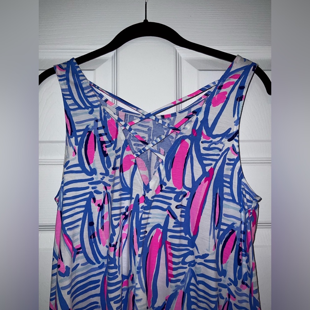 NWOT UNICORN Kristen Flounce Dress in Blue Haven pop up red right return - Picture 7 of 11